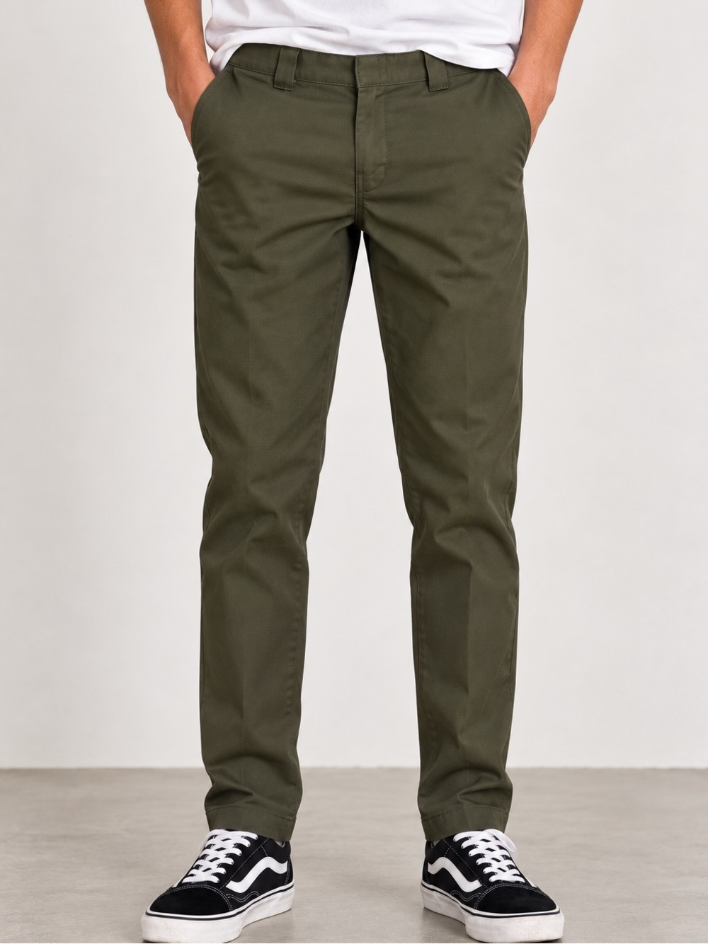 Dickies FLEX Slim Taper Work Pants 32x30 Olive Green Twill Chino Workwear